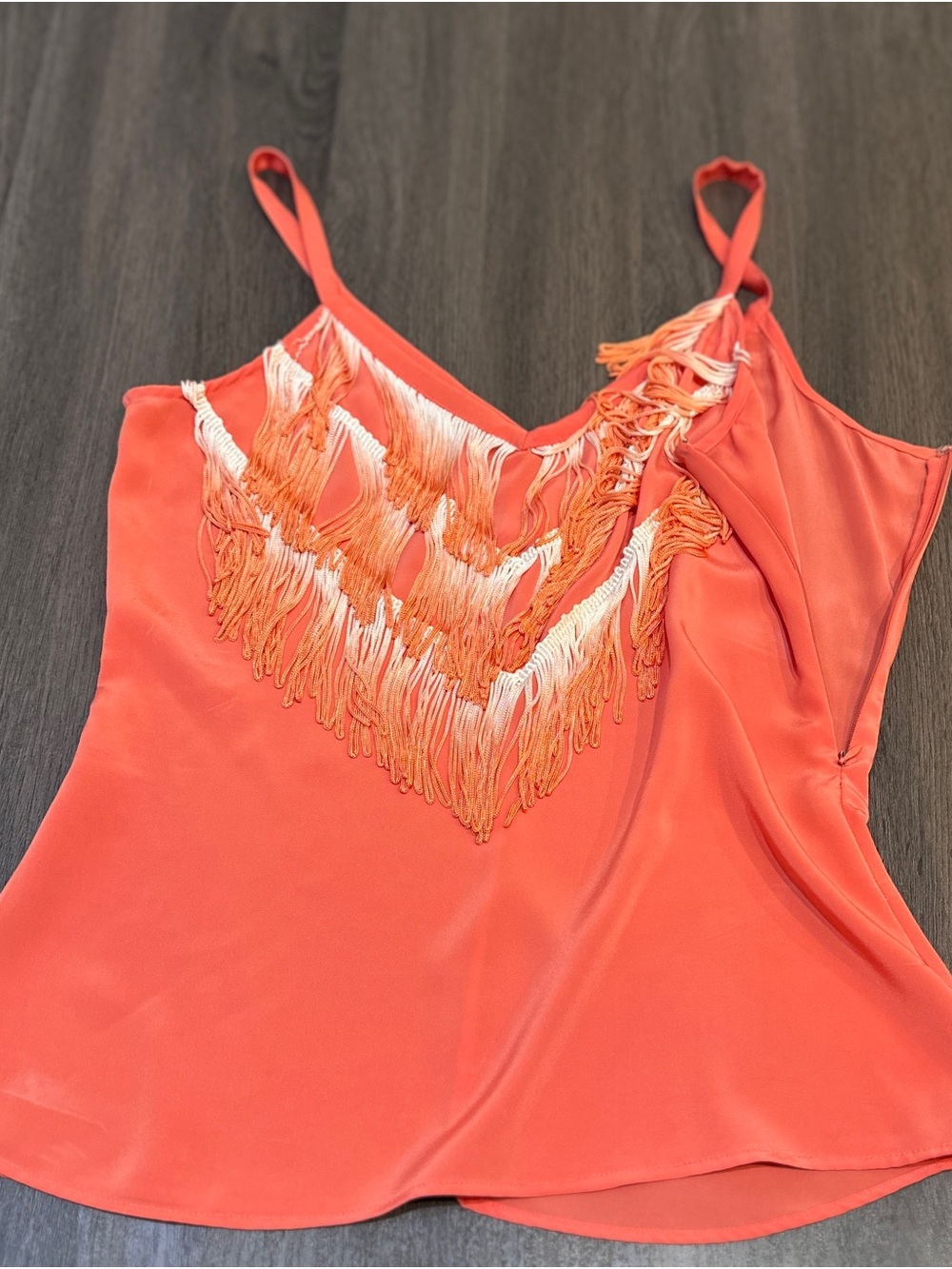 Coral Fringe Tassel Tank Top Boho Festival Concert Sleeveless Blouse Small - Picture 9 of 11